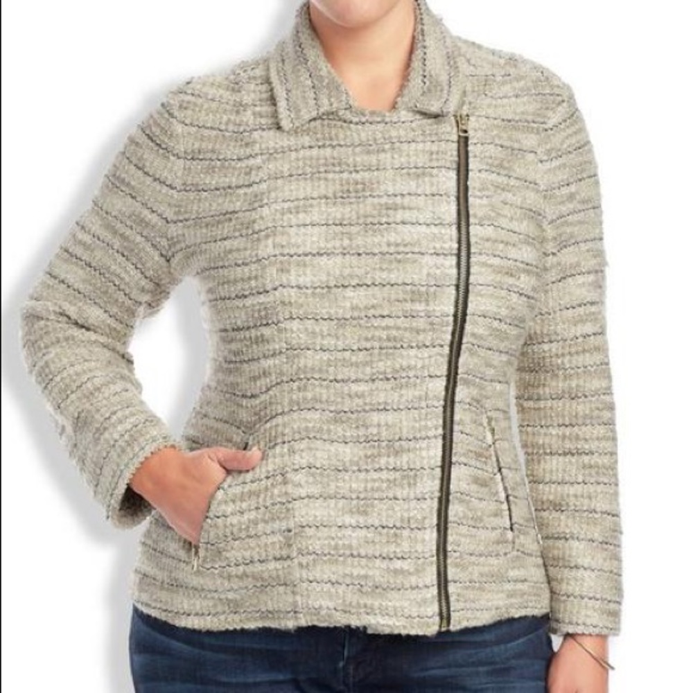 Lucky Brand Marled Moto Swtr Jacket- XL